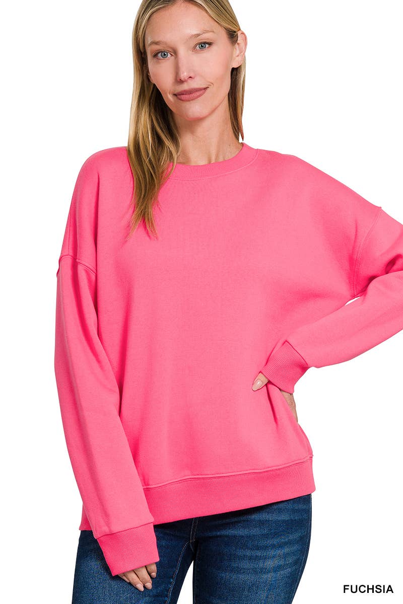 Fleece Drop Shoulder Sweatshirts Zenana
