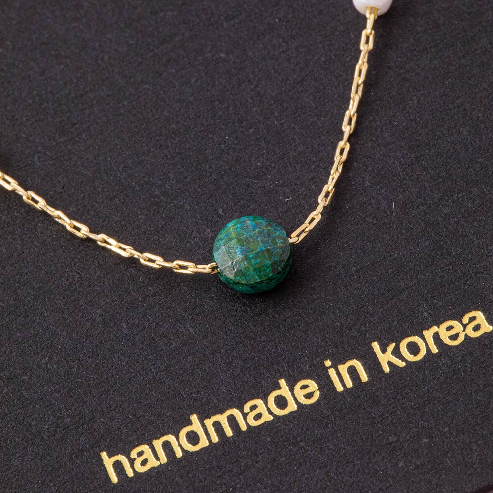 Pearl Station Chain Necklace With Stone Bead