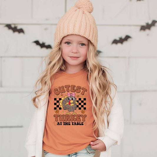 Cutest Turkey At The Table Bow DTF Heat Transfer