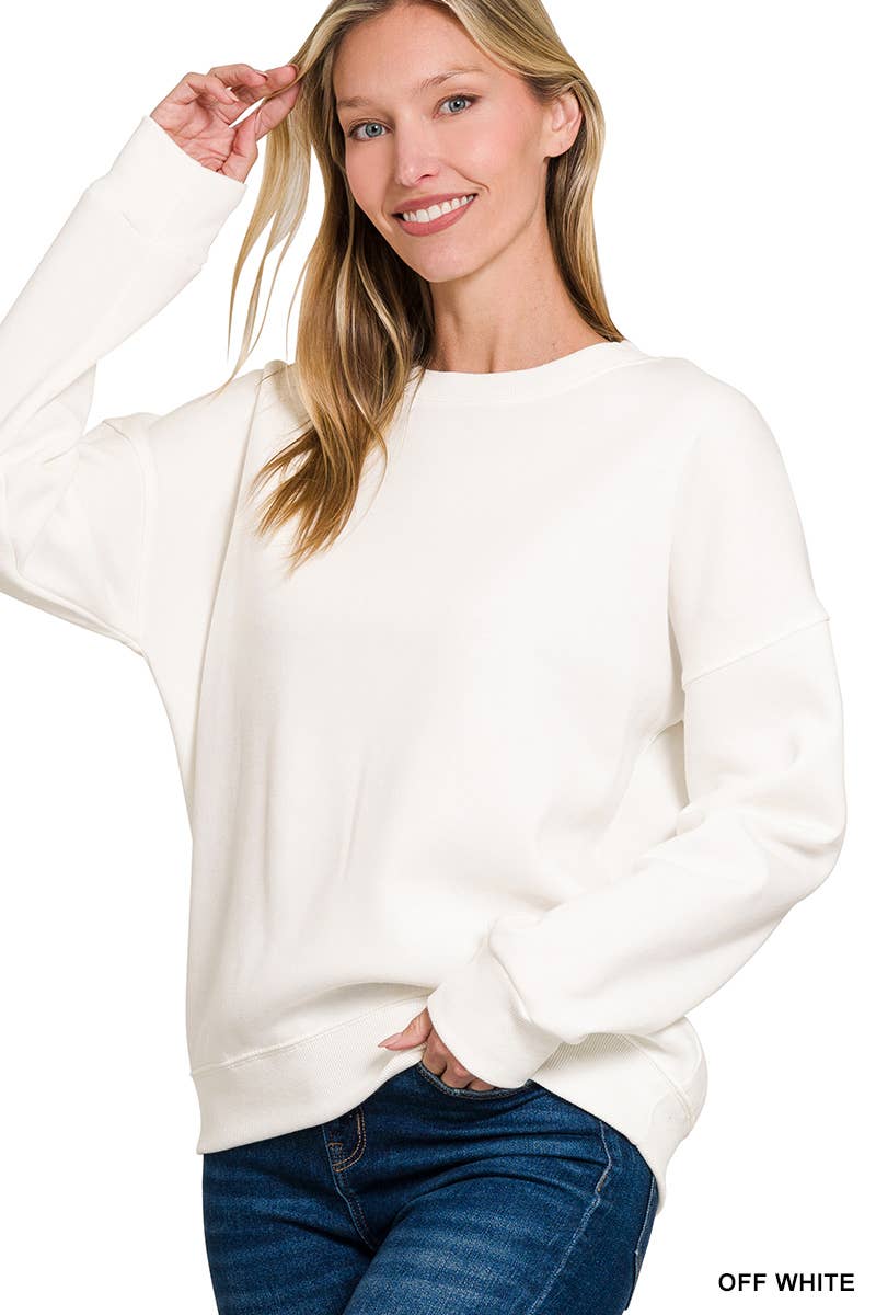 Fleece Drop Shoulder Sweatshirts Zenana