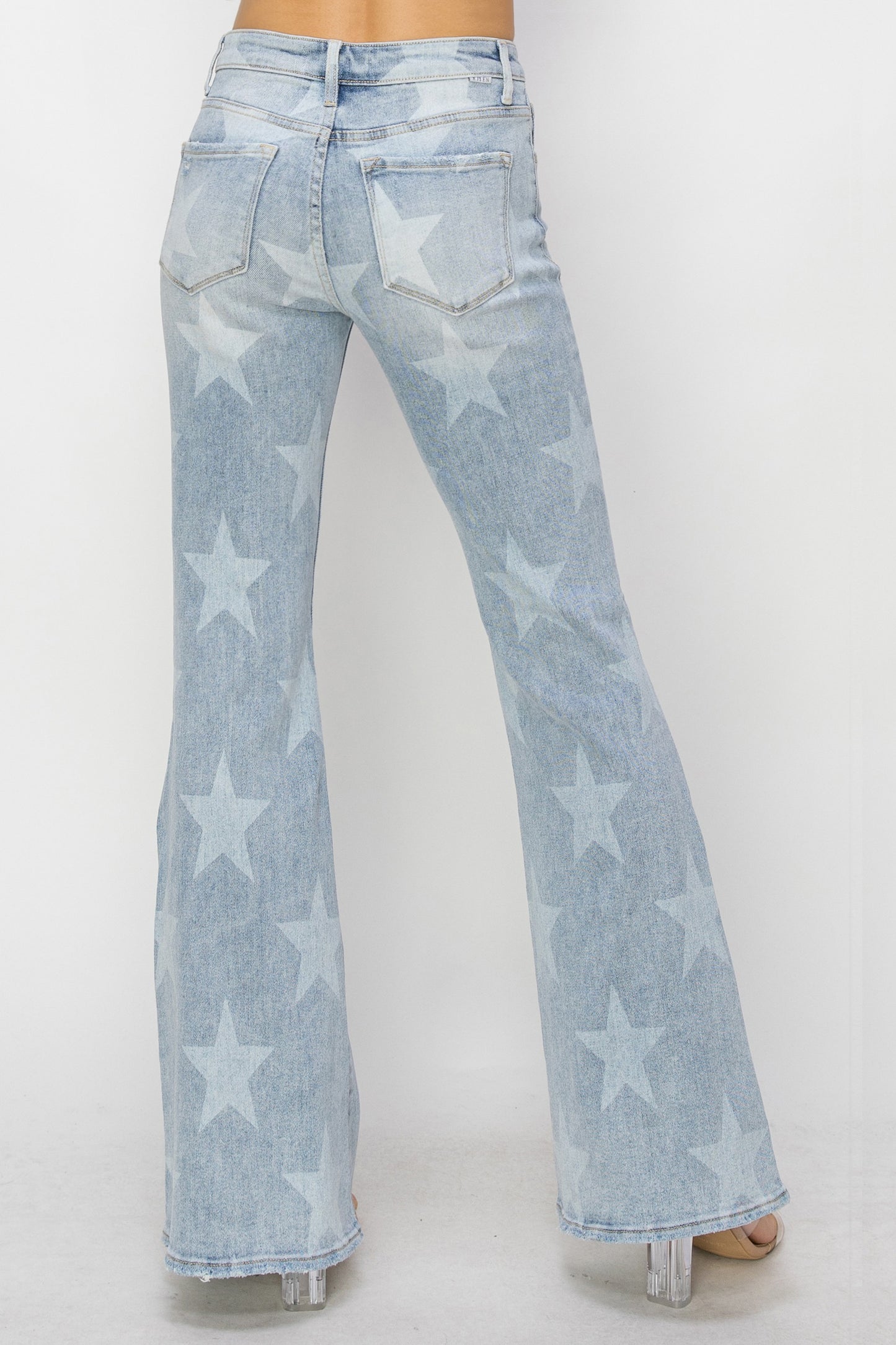 Mid Rise Jeans W/ Star Print by Risen