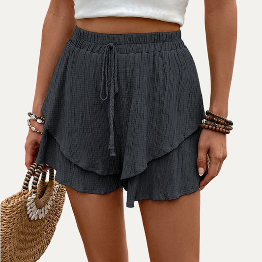 Actively Crinkled High-Waist Tiered Layers Shorts