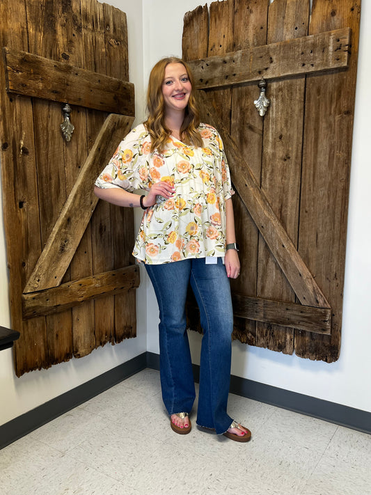 SOLID LOOSE FIT V NECK TOP