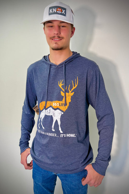 Deer Navy Long Sleeve Shirt Hoodie 865LIFE