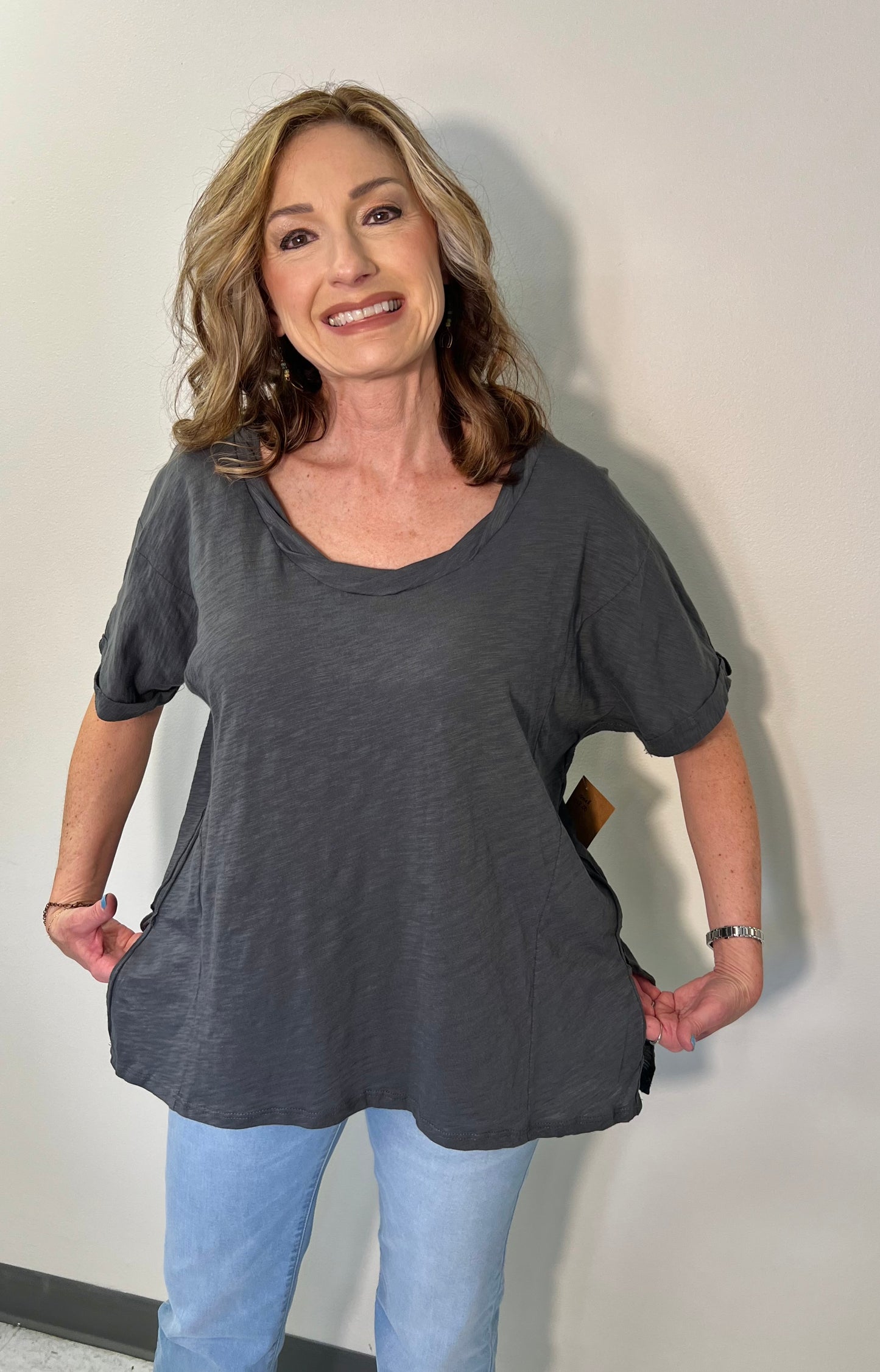 Twisted Neck Detail Tunic Top