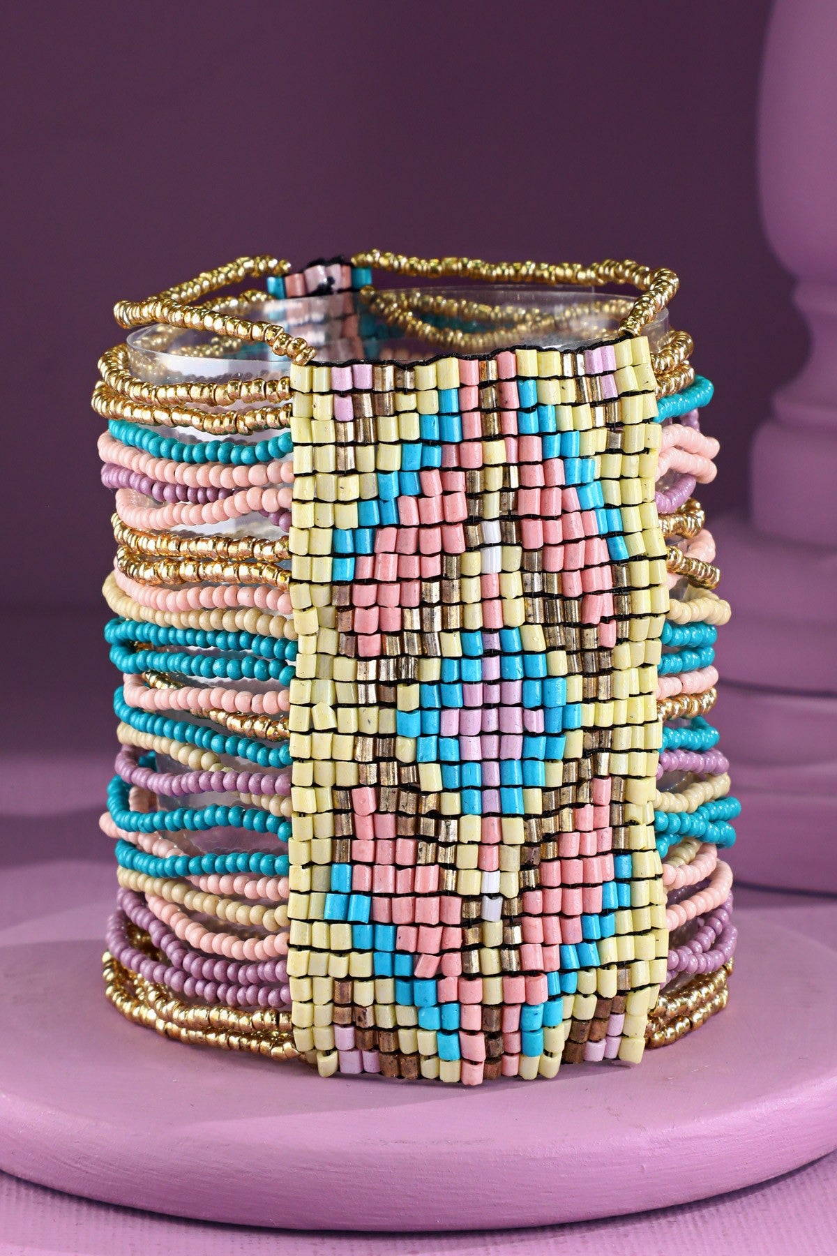 Colorful Southwestern Seed Bead Stretch Bracelet