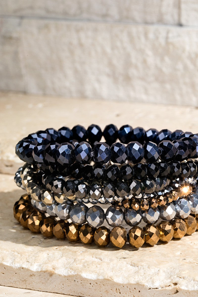 Glass Bead 9 Layered Stretch Bracelet