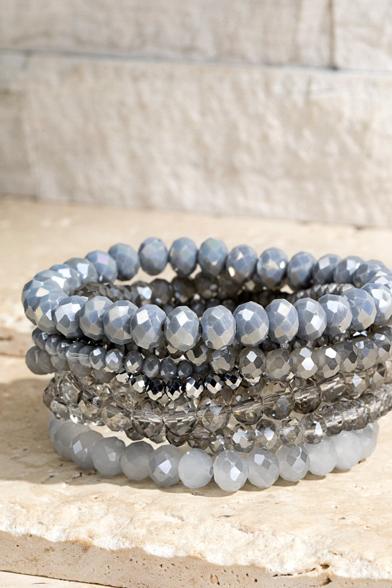 Glass Bead 9 Layered Stretch Bracelet