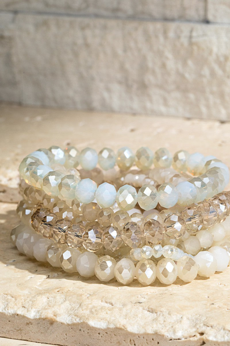 Glass Bead 9 Layered Stretch Bracelet