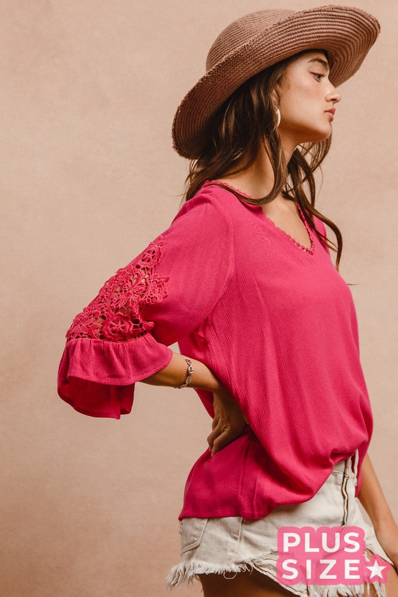 Solid Woven Lace Trim Sleeves