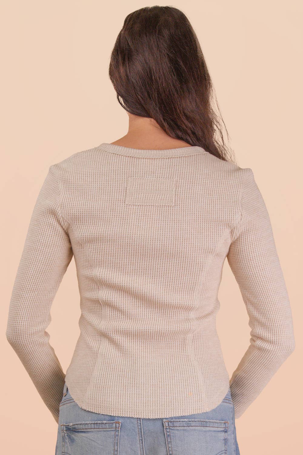 NT12243-Button Down Fitted Knit Casual Top