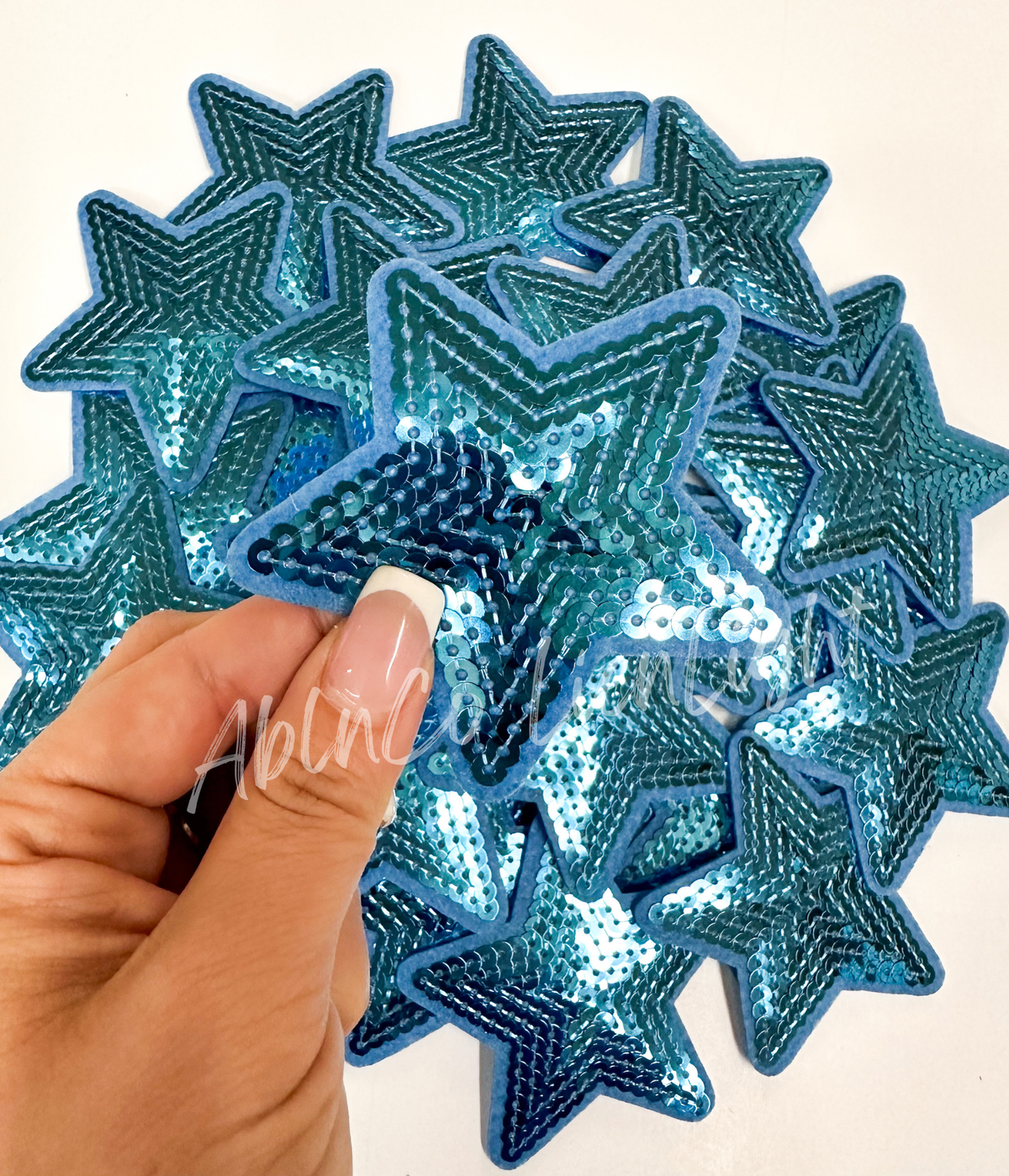 Trucker hat patches 3” navy sequin star patch iron on
