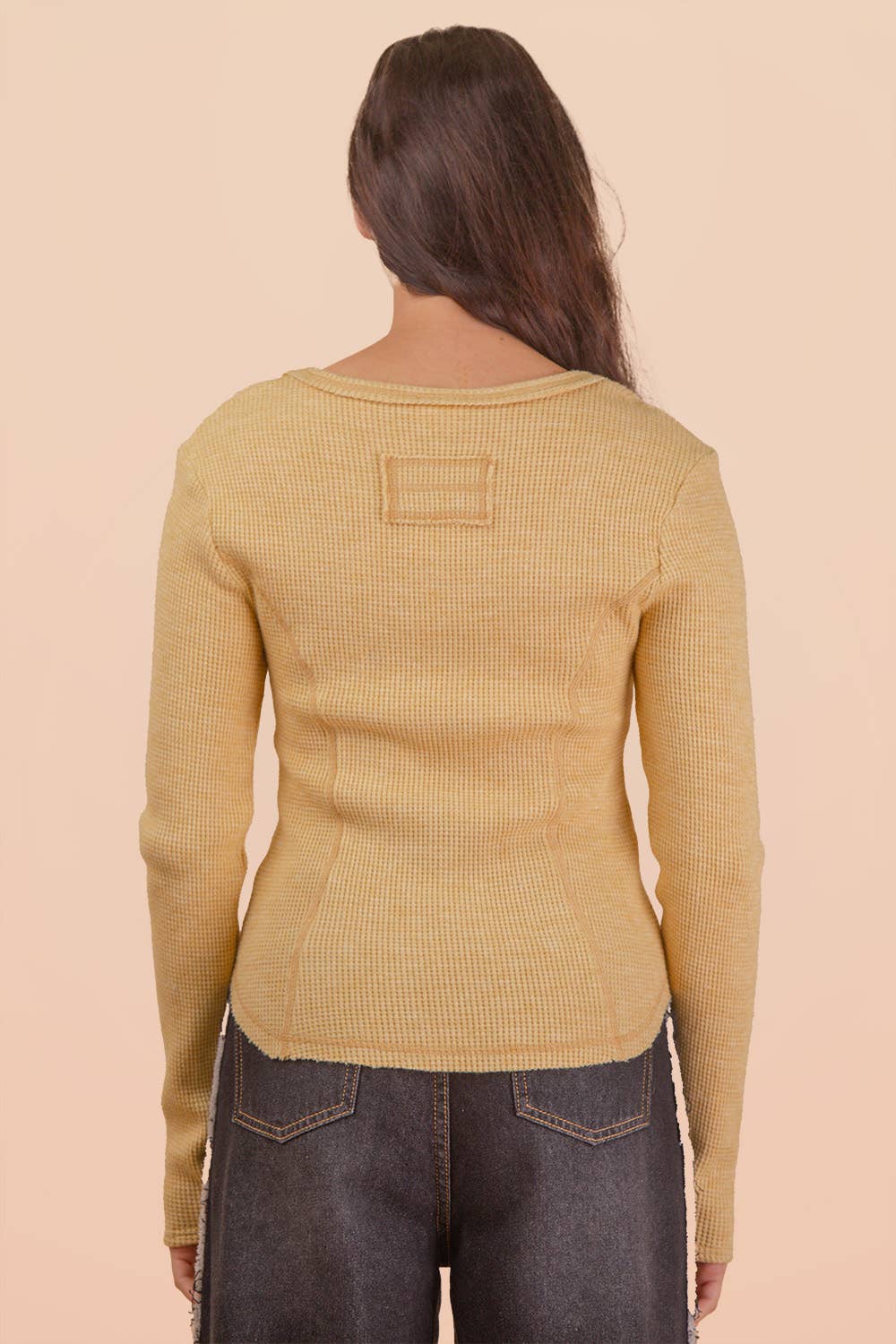 NT12243-Button Down Fitted Knit Casual Top