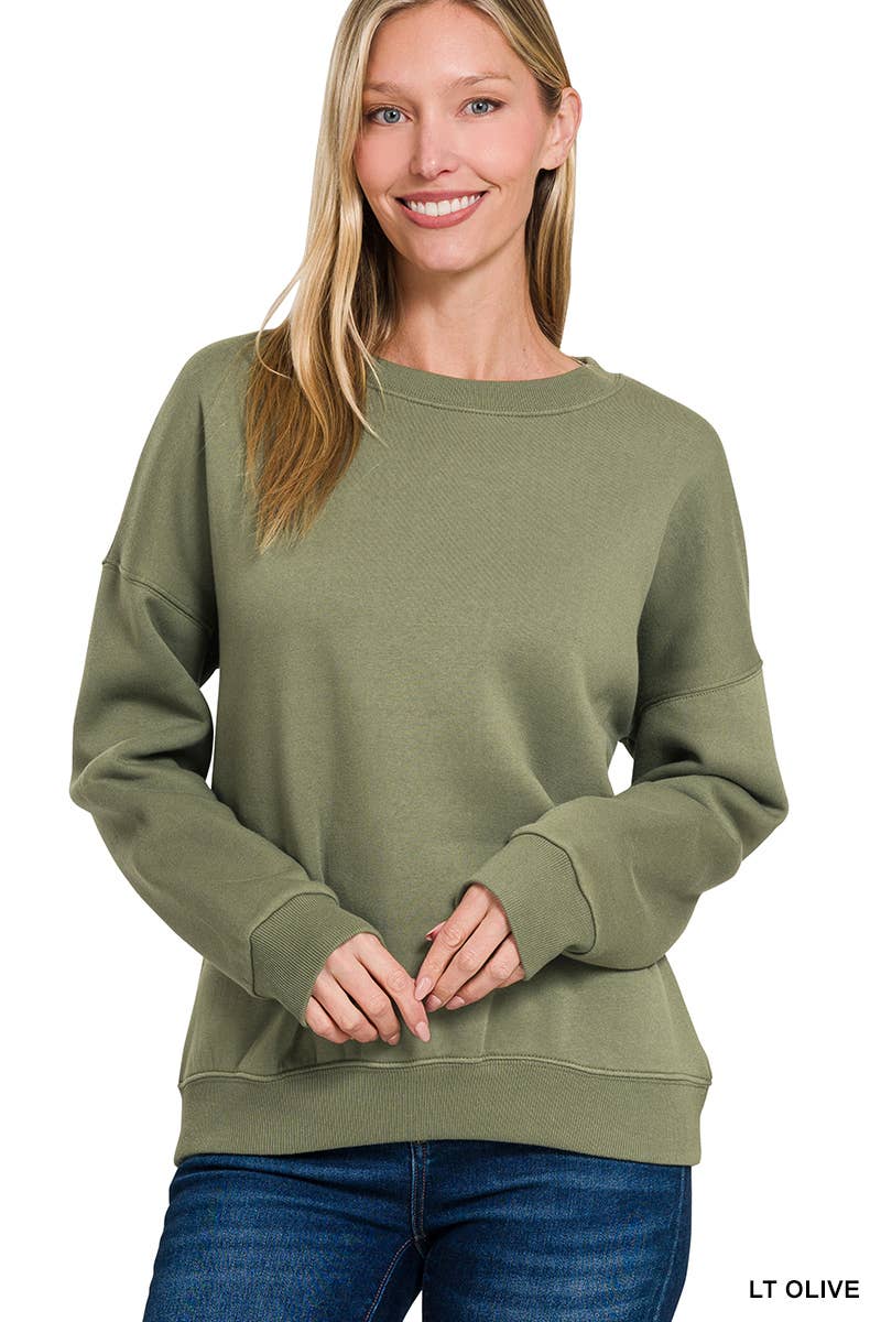 Fleece Drop Shoulder Sweatshirts Zenana