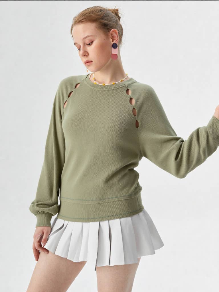 NT11317-Casual Oversized Cutout Knit Top