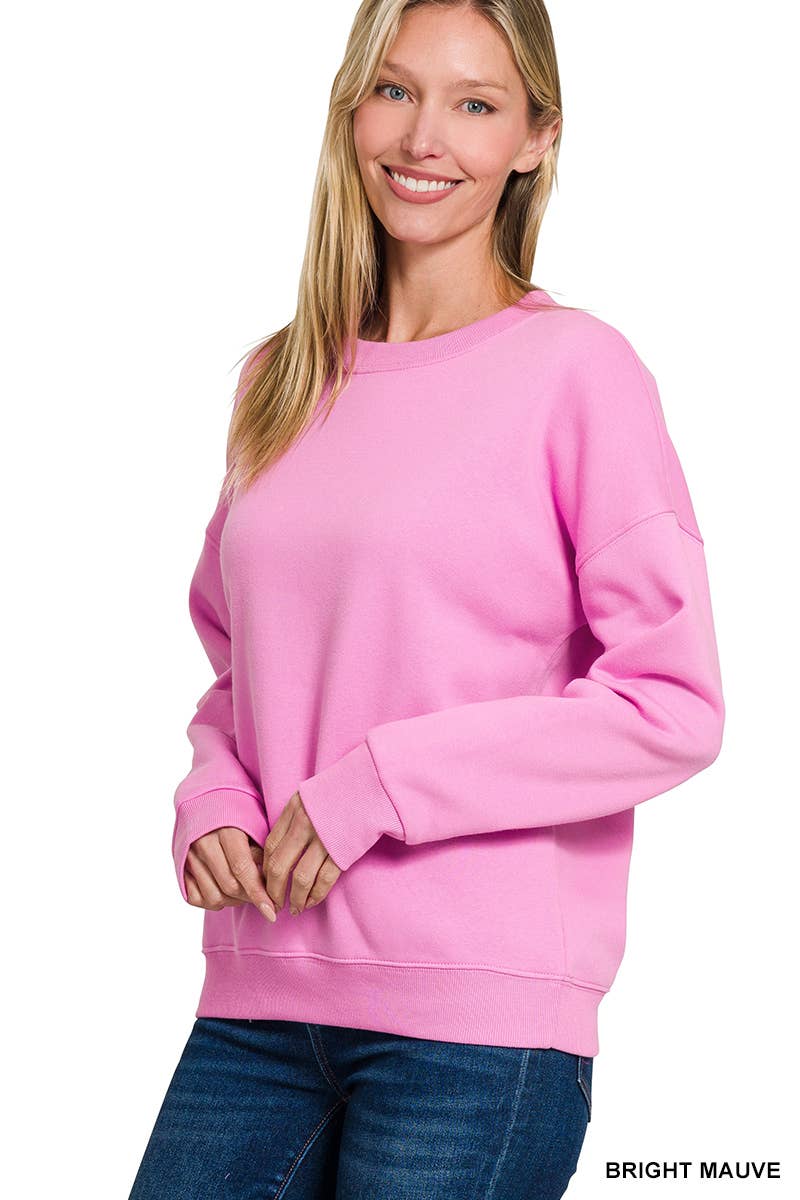 Fleece Drop Shoulder Sweatshirts Zenana