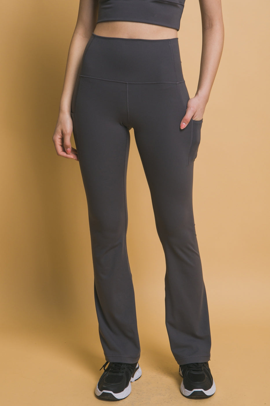Flared Leg Spandex Pants with side Pockets