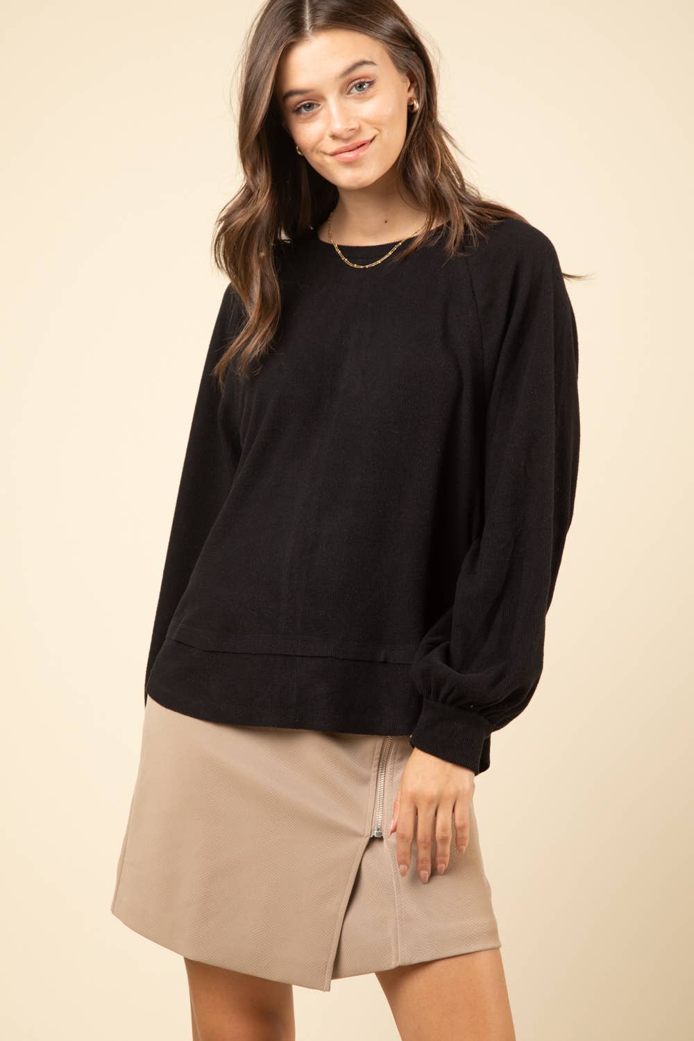 NT11317-Casual Oversized Cutout Knit Top