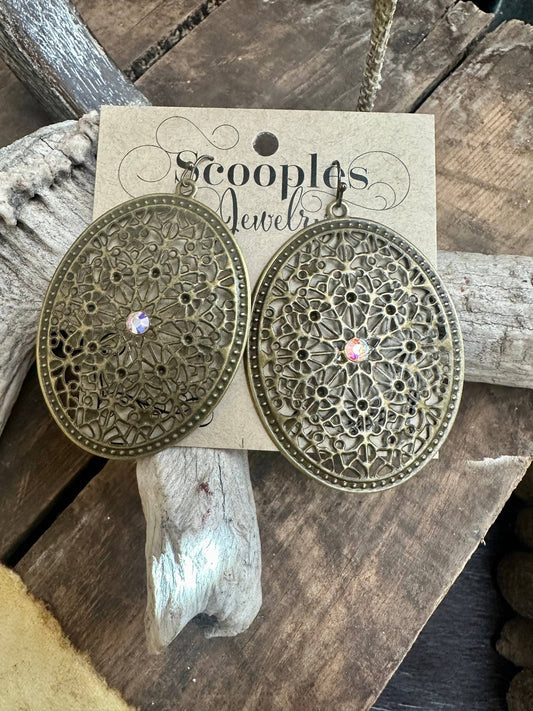 Oval Filigree Rhinestone 