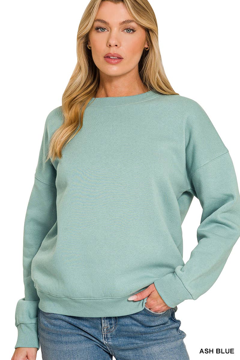 Fleece Drop Shoulder Sweatshirts Zenana