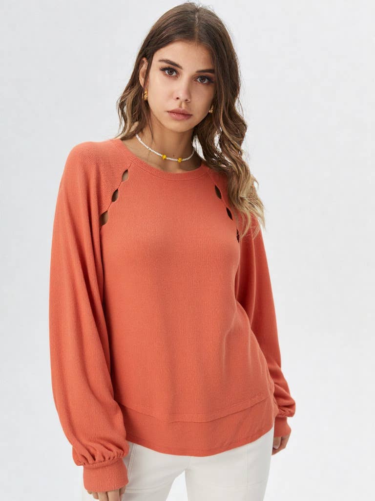 NT11317-Casual Oversized Cutout Knit Top