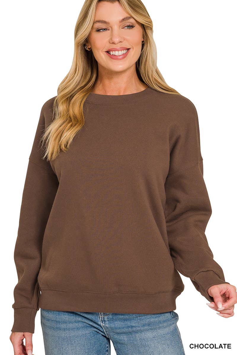 Fleece Drop Shoulder Sweatshirts Zenana