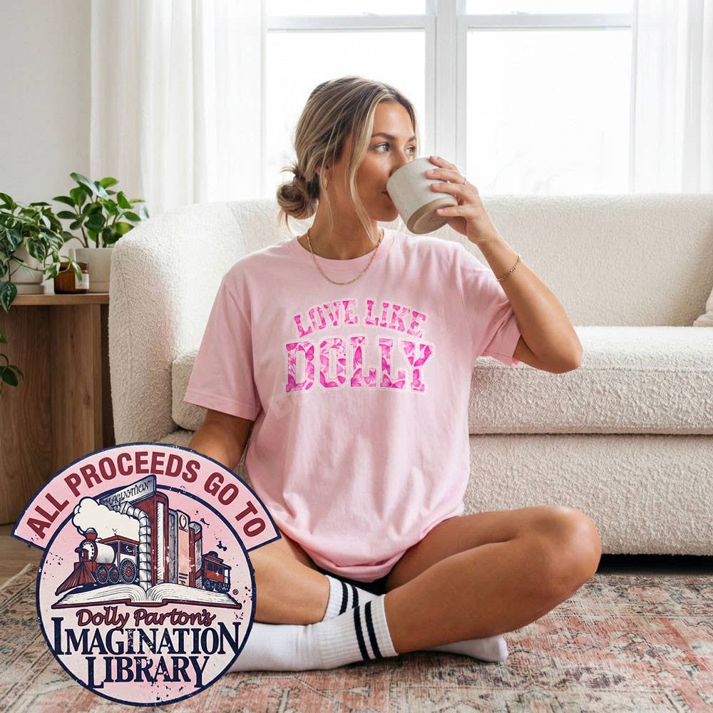 Love Like Dolly DTF Transfer | Pink Floral Varsity Country Design