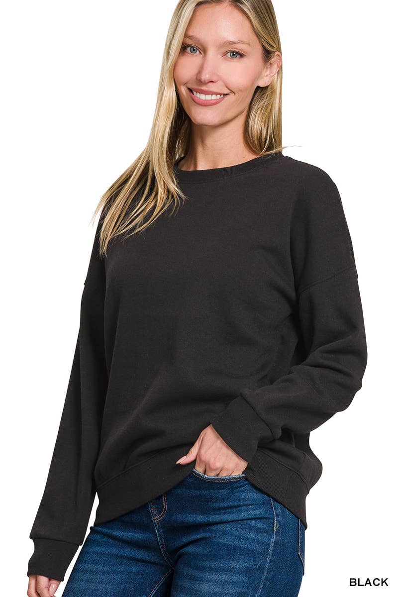 Fleece Drop Shoulder Sweatshirts Zenana
