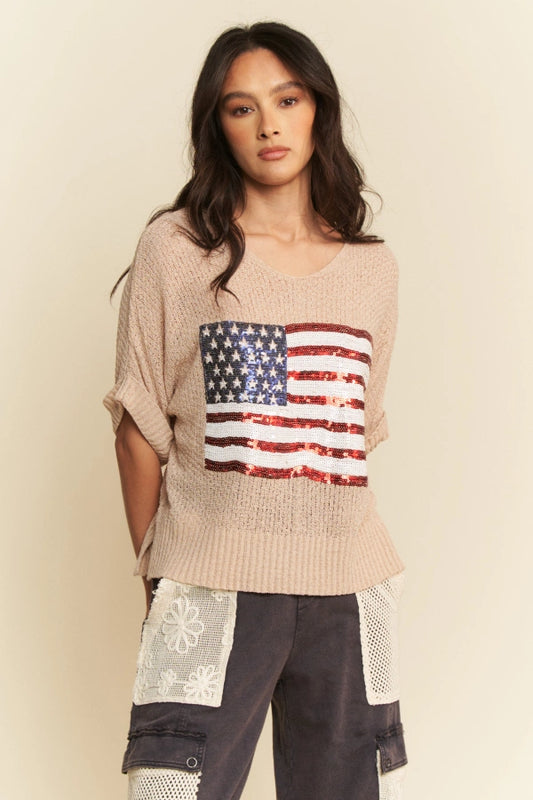 Sequin American Flag Patch Detail